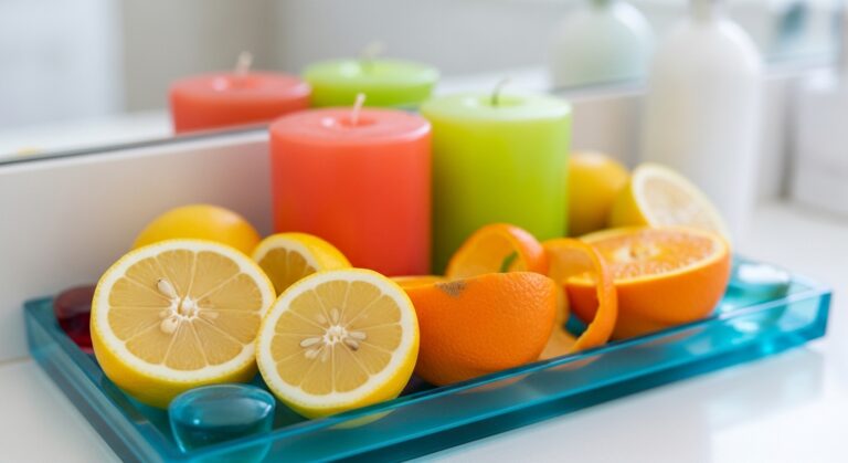 23 Bright Colorful Bathroom Tray Decor Ideas