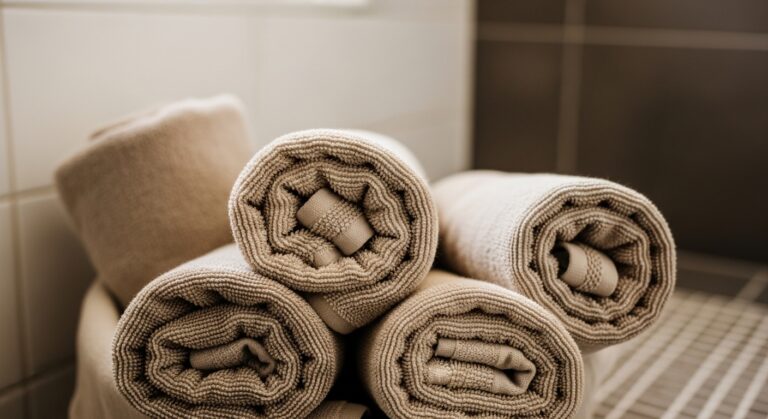 17 Cozy Small Bathroom Towels Decor Ideas