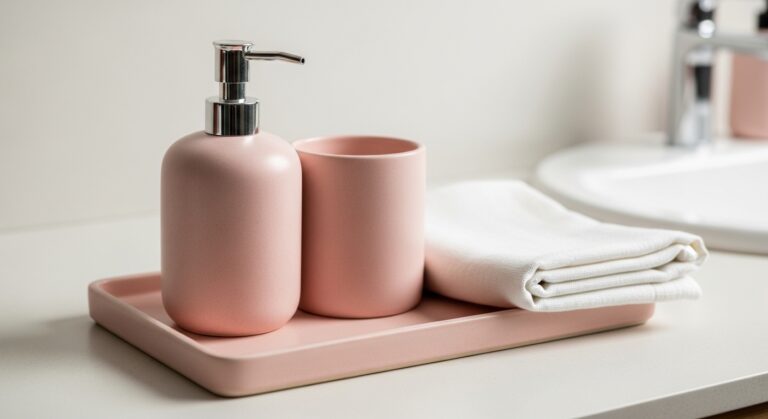 23 Pretty Pink Bathroom Countertop Decor Ideas
