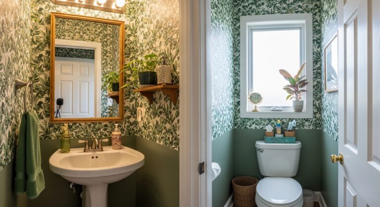 How to Green Color Half Bathroom