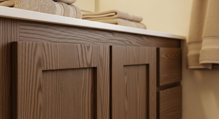 15 Warm Bathroom Color Ideas with Brown Cabinets