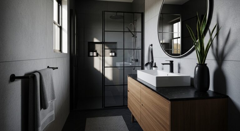 How to Dark Color Small Bathroom