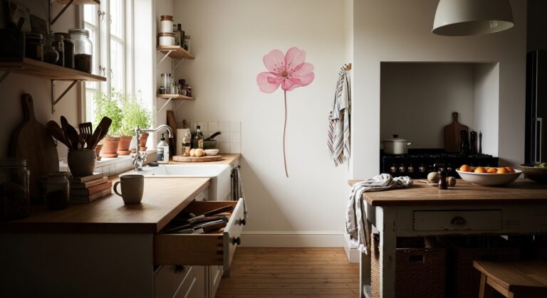 How to Make Pink Flower on Kitchen Wall Easily