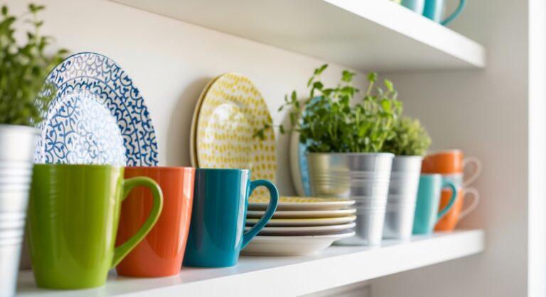13 Bright Colorful Kitchen Shelf Decor Ideas