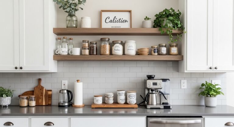 How to Decorate Kitchen Shelf for Coffee Bar Perfectly