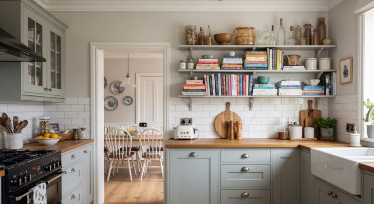 How to Decorate Kitchen Shelf for Cookbooks Beautifully